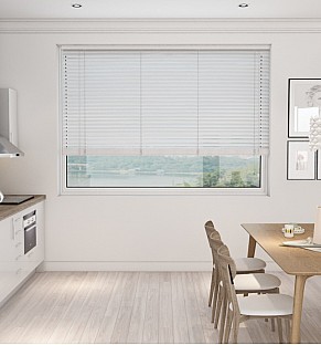 Crimpled White Fauxwood Wooden Blind