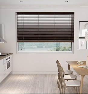 Engraved Cocoa Fauxwood Wooden Blind