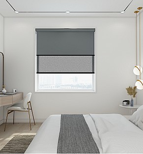 Blackout Crane/Screen BlackAsh - Double Roller Blind