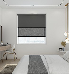 Blackout Dark Grey/Screen Black Grey - Double Roller Blind