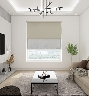 Blackout Pebble/Screen Moss - Double Roller Blind