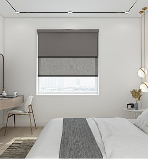 Blackout Taupe/Screen Toffee - Double Roller Blind