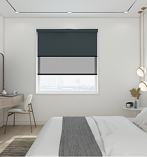 Blackout Caviar/Screen Storm - Double Roller Blind